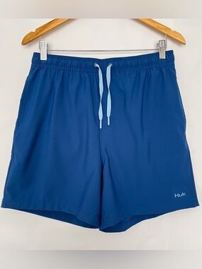 Huk Pursuit Volley Swim Short Trunk Quick Dry Stretchy Mens Size Medium Blue